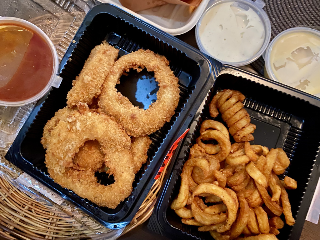 onion rings and twist fries